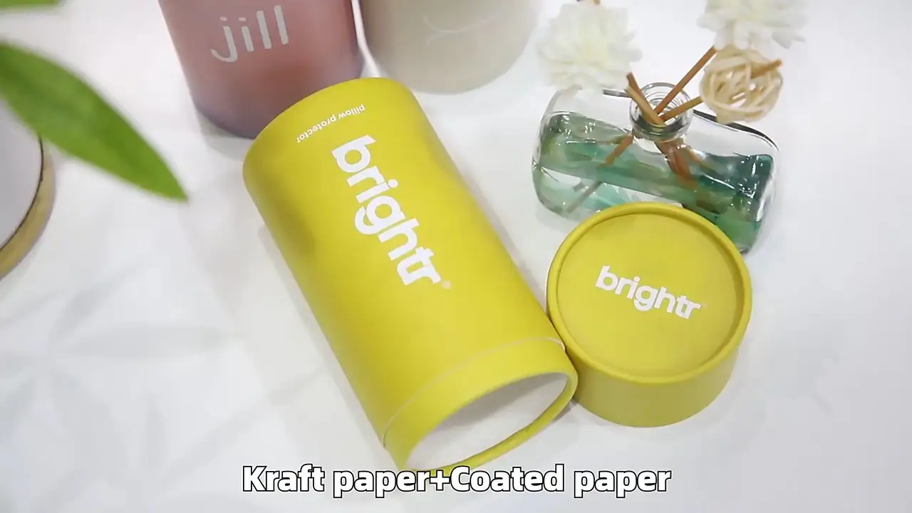 Custom logo recyclable T-shirt clothing cylinder paper tube natural brown kraft cardboard 1